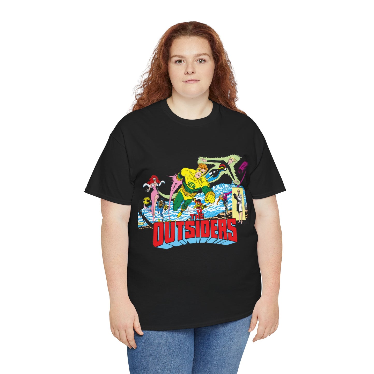 Outsiders T-Shirt - Amazing Jim Aparo Art - Black Lightning, Geo-Force, Katana, Metamorpho, Looker, Halo - DC Comics