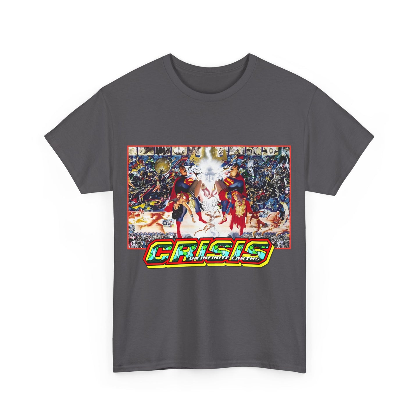 Crisis on Infinite Earths T-Shirt - Alex Ross & George Perez Art - Superman, Wonder Woman, Supergirl, Flash, Monitor, Anti-Monitor - DC Comics