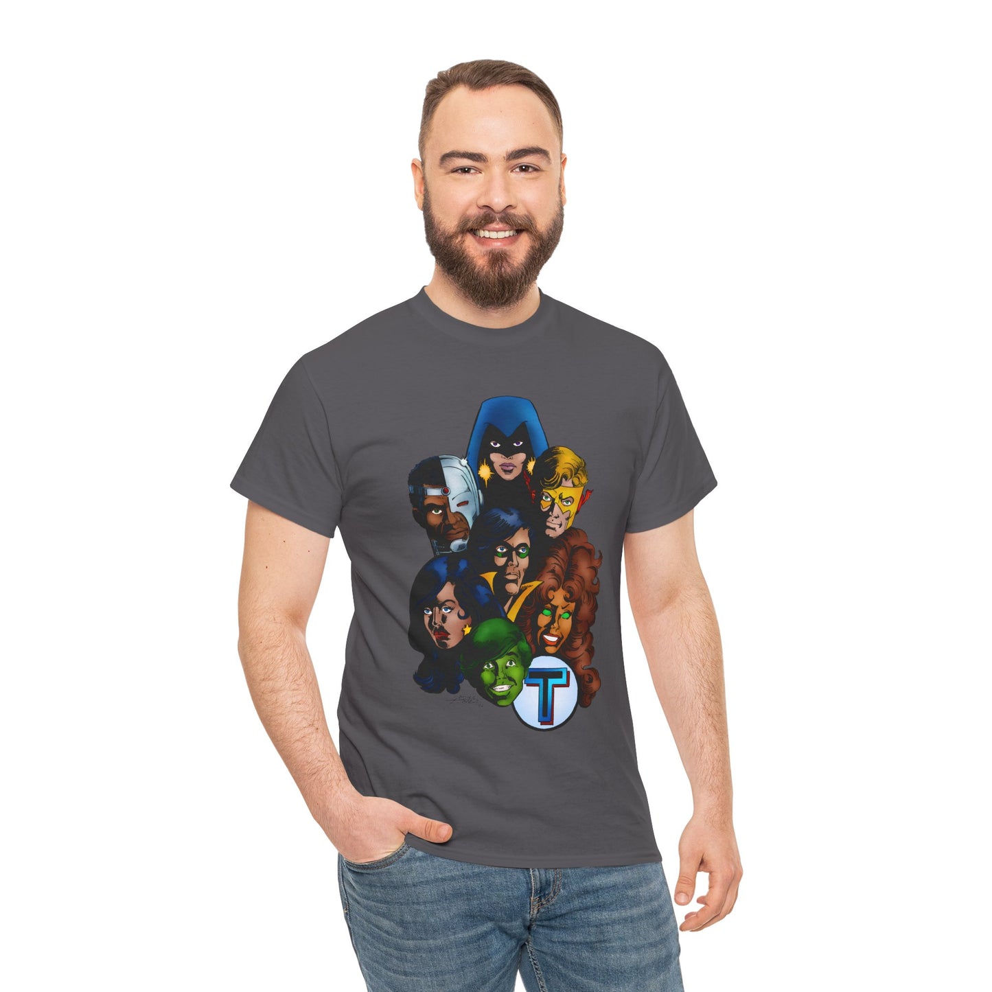 New Teen Titans T-Shirt - George Perez Art - Robin, Wonder Girl, Cyborg, Raven, Starfire, Kid Flash - DC Comics