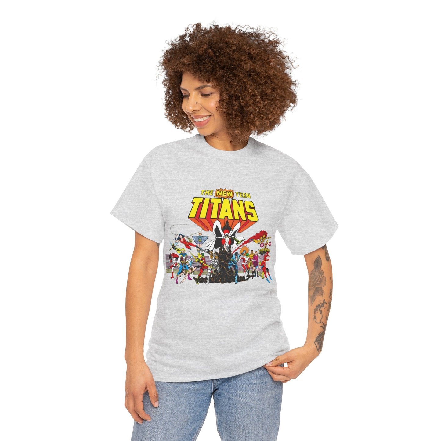 New Teen Titans T-Shirt - George Perez Art - Nightwing, Starfire, Cyborg, Speedy, Bumblebee, Hawk, Dove, Speedy, Wonder Girl, Terra, Lilith - DC Comics