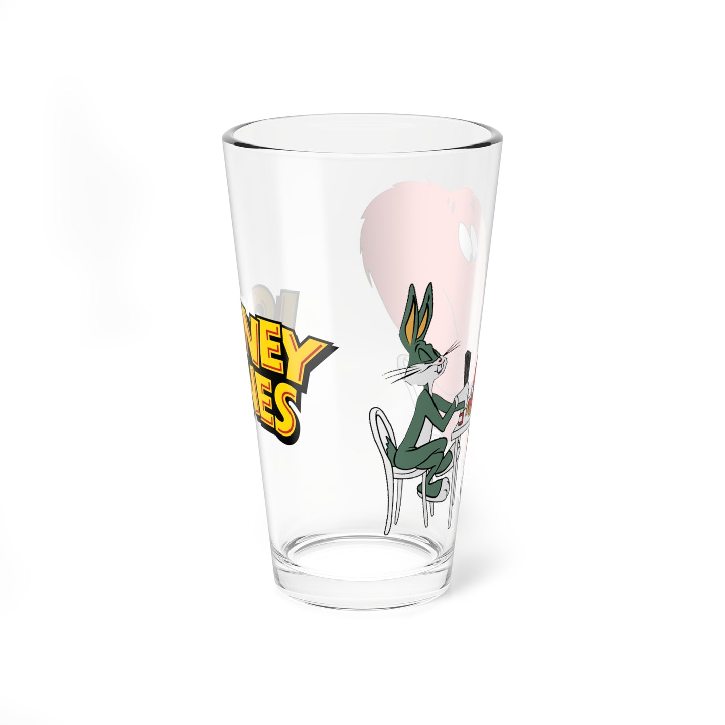 Bugs Bunny & Gossamer Pint Glass, 16oz - Popular Looney Tunes Character - Getting a Manicure - Red Monster - WB