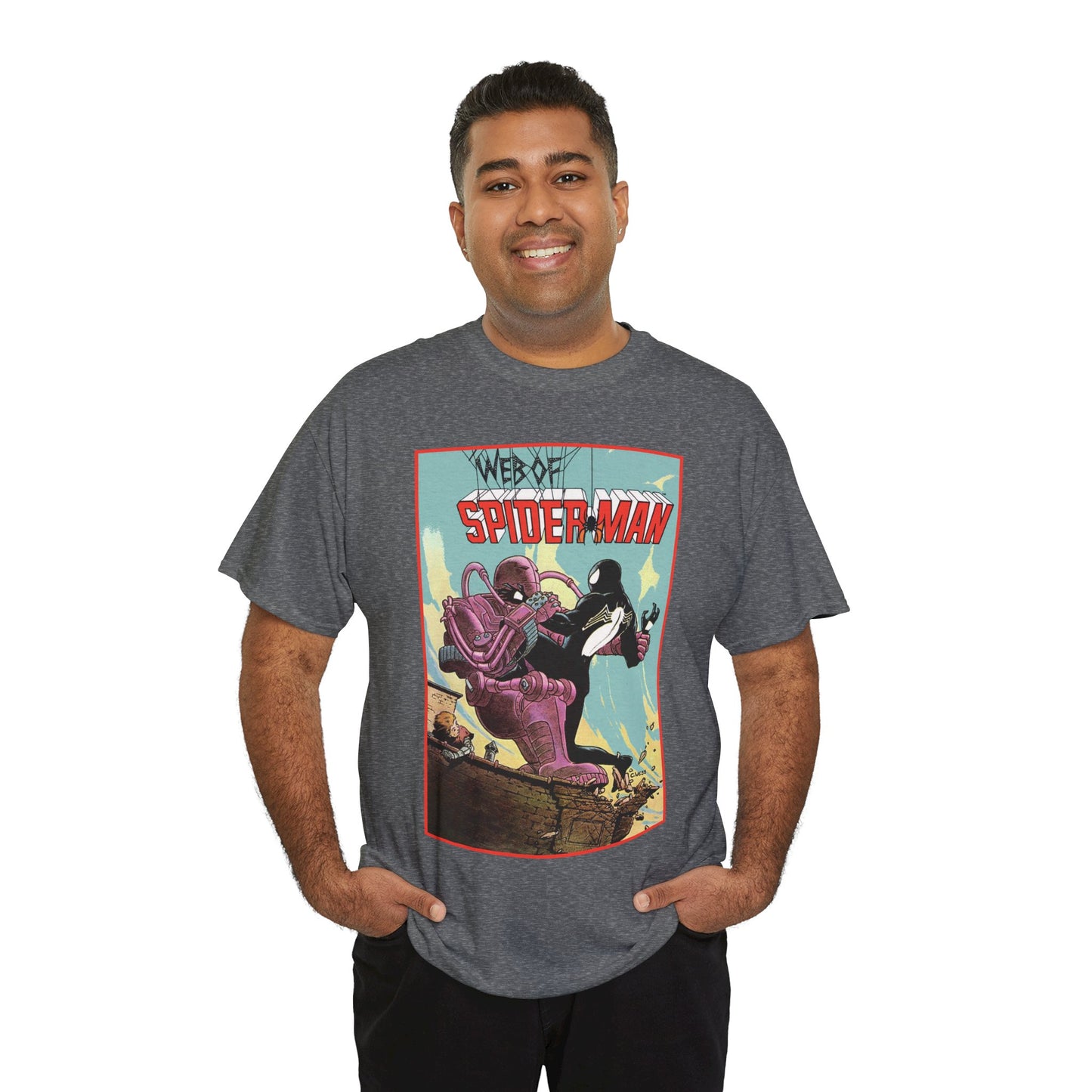 Web of Spider-Man T-Shirt - Charles Vess Art - Peter Parker, Black Symbiote Suit - Webslinger