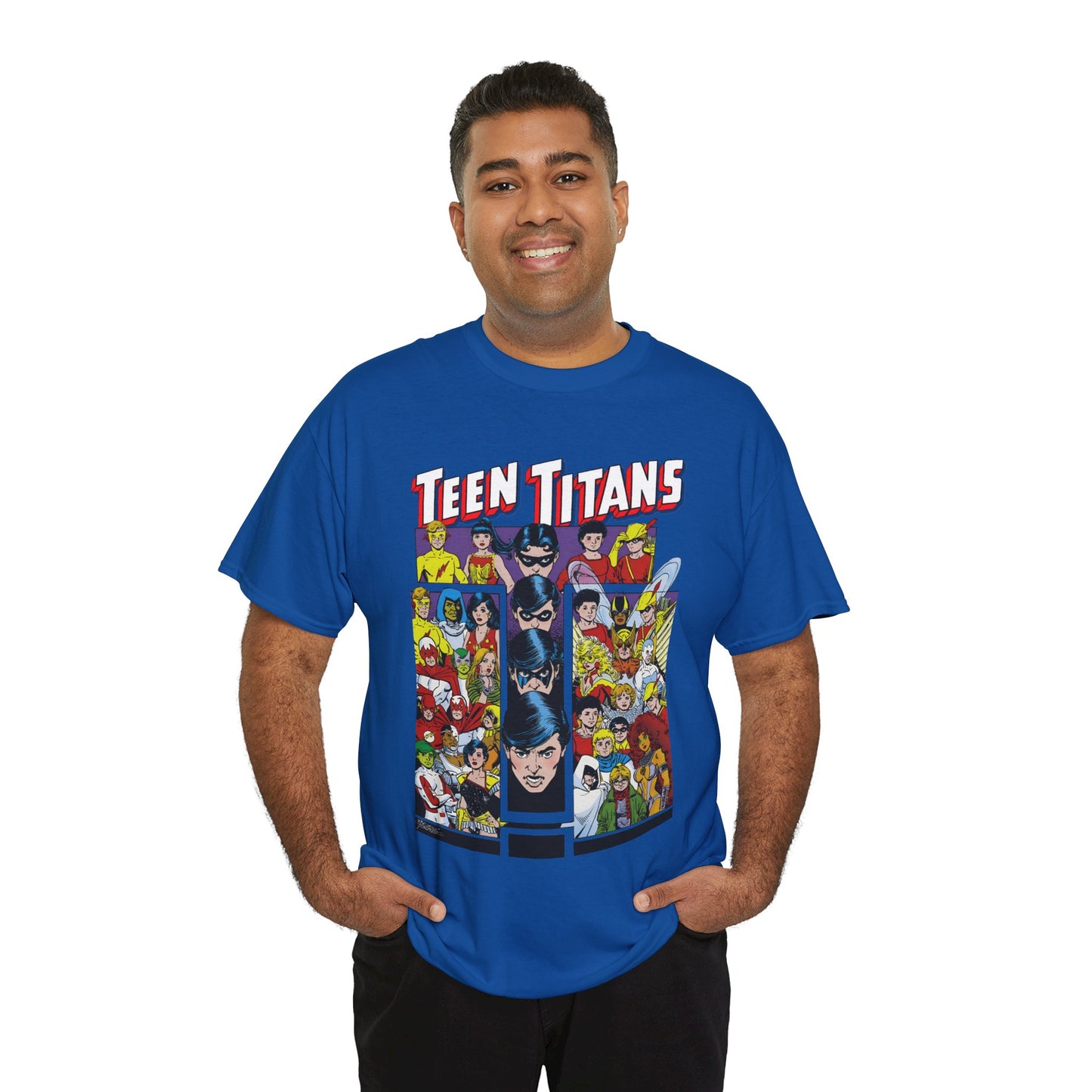 Teen Titans T-Shirt - George Perez Art - Wonder Girl, Bumblebee, Kid Flash, Starfire, Cyborg, Raven, Lilith, Flash, Hawn & Dove, Robin - DC Comics