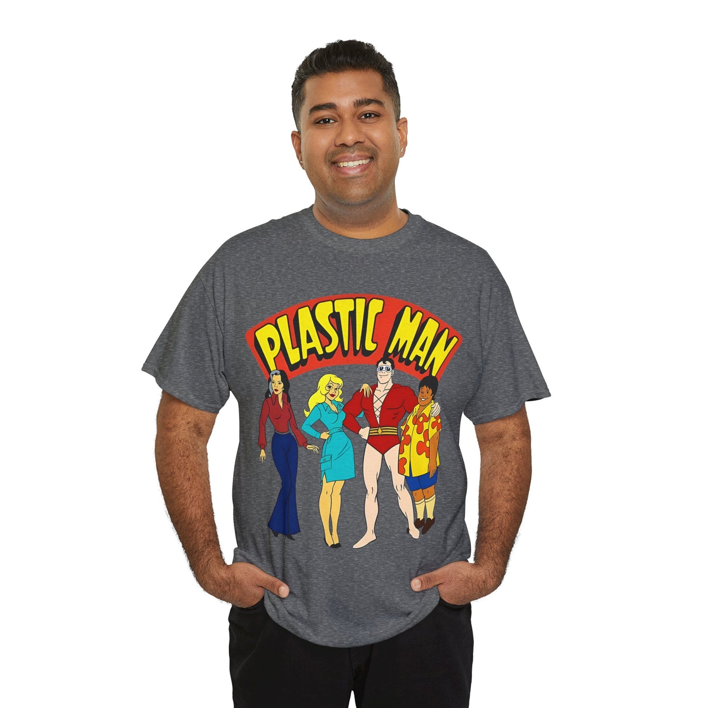 Plastic Man T-Shirt - Penny, Hula-Hula - Ruby-Spears Saturday Morning Cartoon 1980s - DC Comics Character