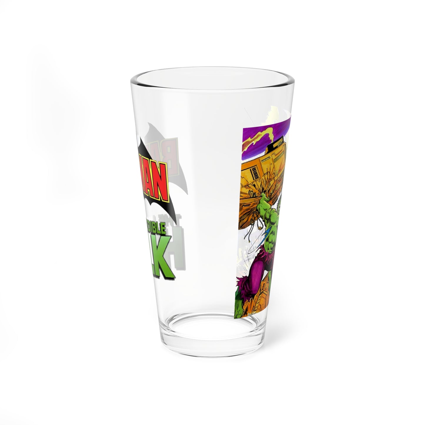 Batman Vs Hulk Pint Glass, 16oz - Marvel Comics & DC Comics 1970s Crossover - Joker