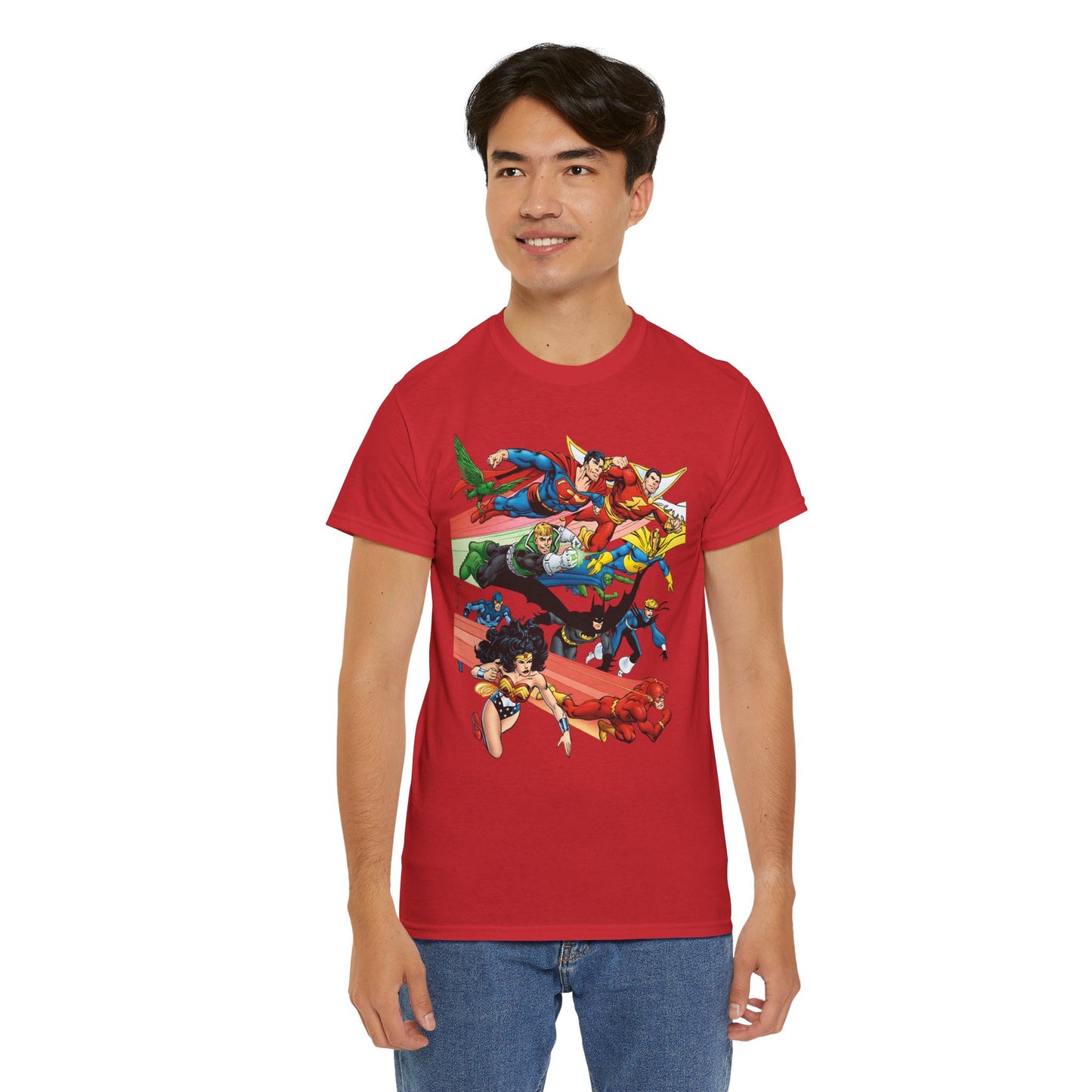 DC Legends T-Shirt - John Byrne Art - Superman, Dr Fate, Blue Beetle, Wonder Woman, Black Canary, Guy Gardner - DC Comics