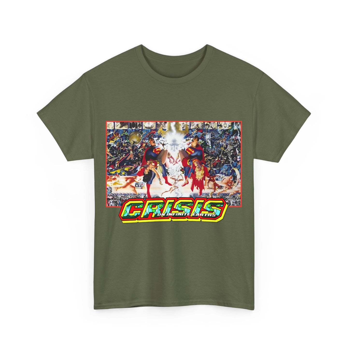 Crisis on Infinite Earths T-Shirt - Alex Ross & George Perez Art - Superman, Wonder Woman, Supergirl, Flash, Monitor, Anti-Monitor - DC Comics