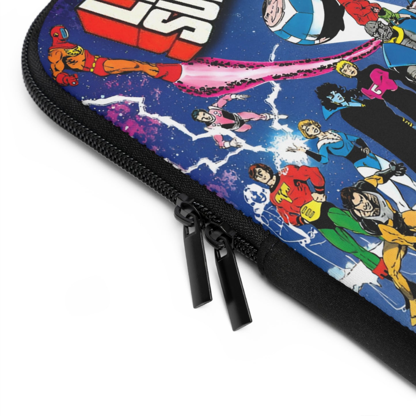 Legion of Super-Heroes Laptop Sleeve (15" or 17") - George Perez Art - DC Comics - Lightning Lad, Cosmic Boy, Timber Wolf, Brainiac 5, Bouncing Boy - History of the DC Universe Art