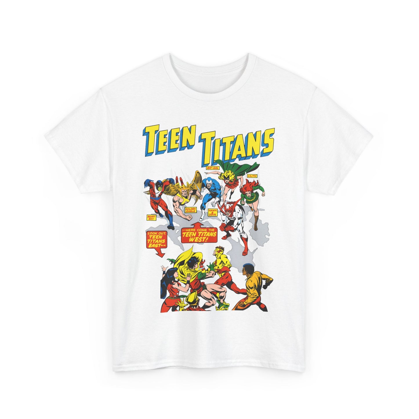 Teen Titans T-Shirt - Rick Buckler Art - Titans West, Lilith, Hawk & Dove, Beast Boy, Golden Eagle - DC Comics