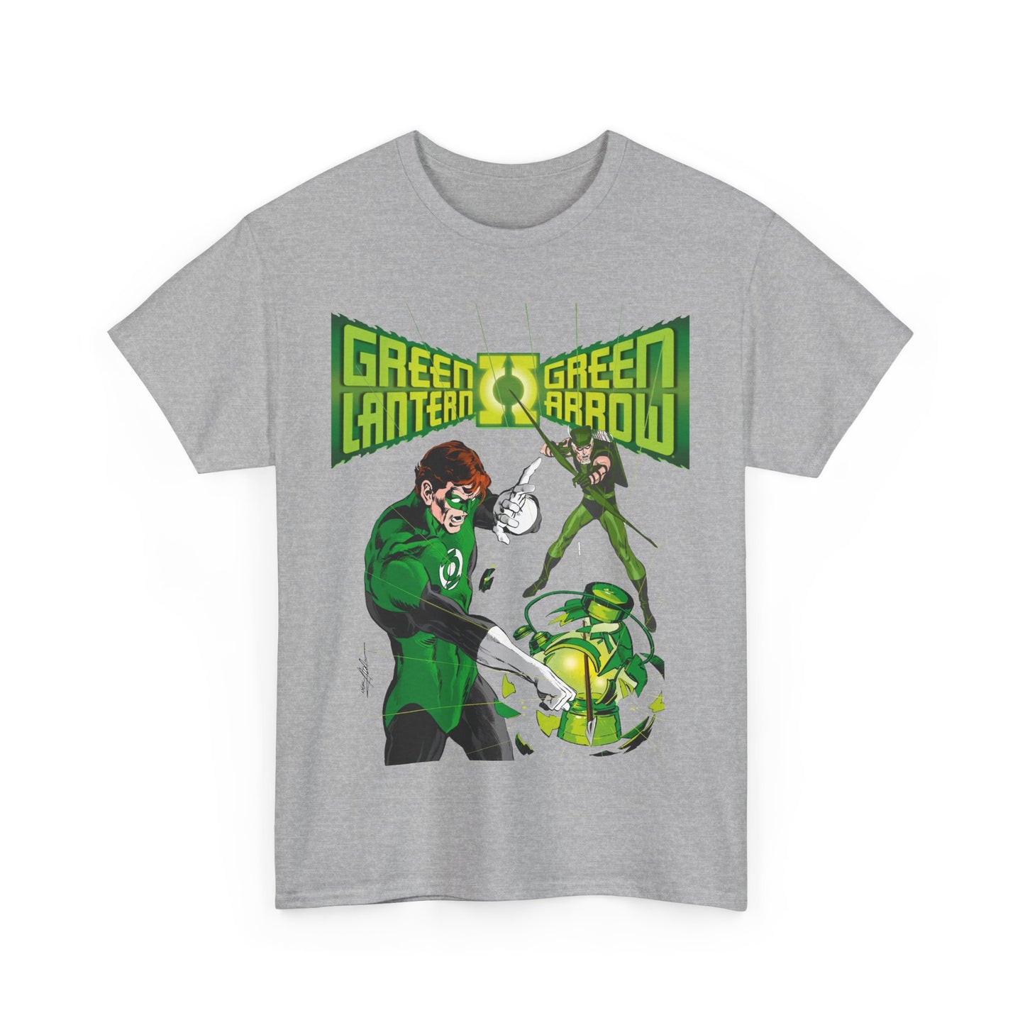 Green Lantern & Green Arrow T-Shirt - Neal Adams Art - Hal Jordan & Oliver Queen - Justice League Members - 1970s DC Comics