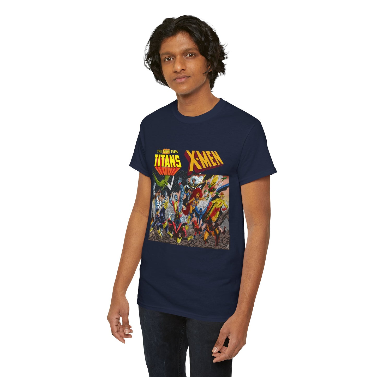 Uncanny X-Men Vs New Teen Titans T-Shirt - Amazing John Byrne Art - DC Comics, Marvel Comics Crossover - Wolverine, Starfire, Cyclops, Storm, Raven, Wonder Girl