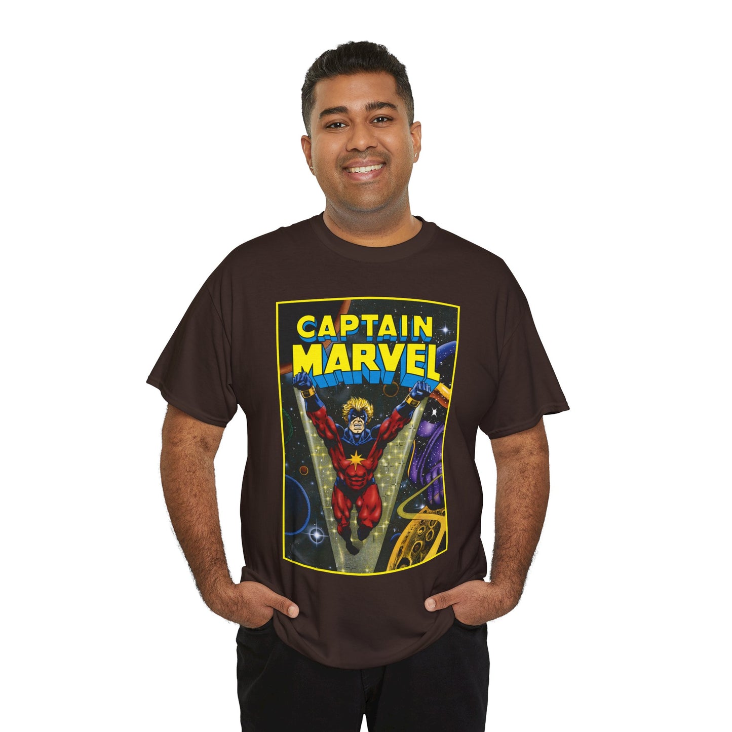 Captain Marvel T-Shirt - Mar-Vell - Thanos - Jim Starlin Art - 1970s Cosmic Superhero - Marvel Comics