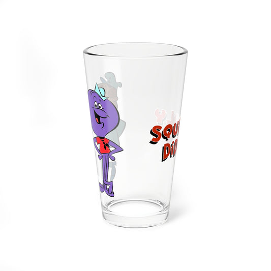 Squiddly Diddly Pint Glass, 16oz - Hanna-Barbera Cartoon 1960s TV - Bubbleland, Chief Winchley - Musical Squid