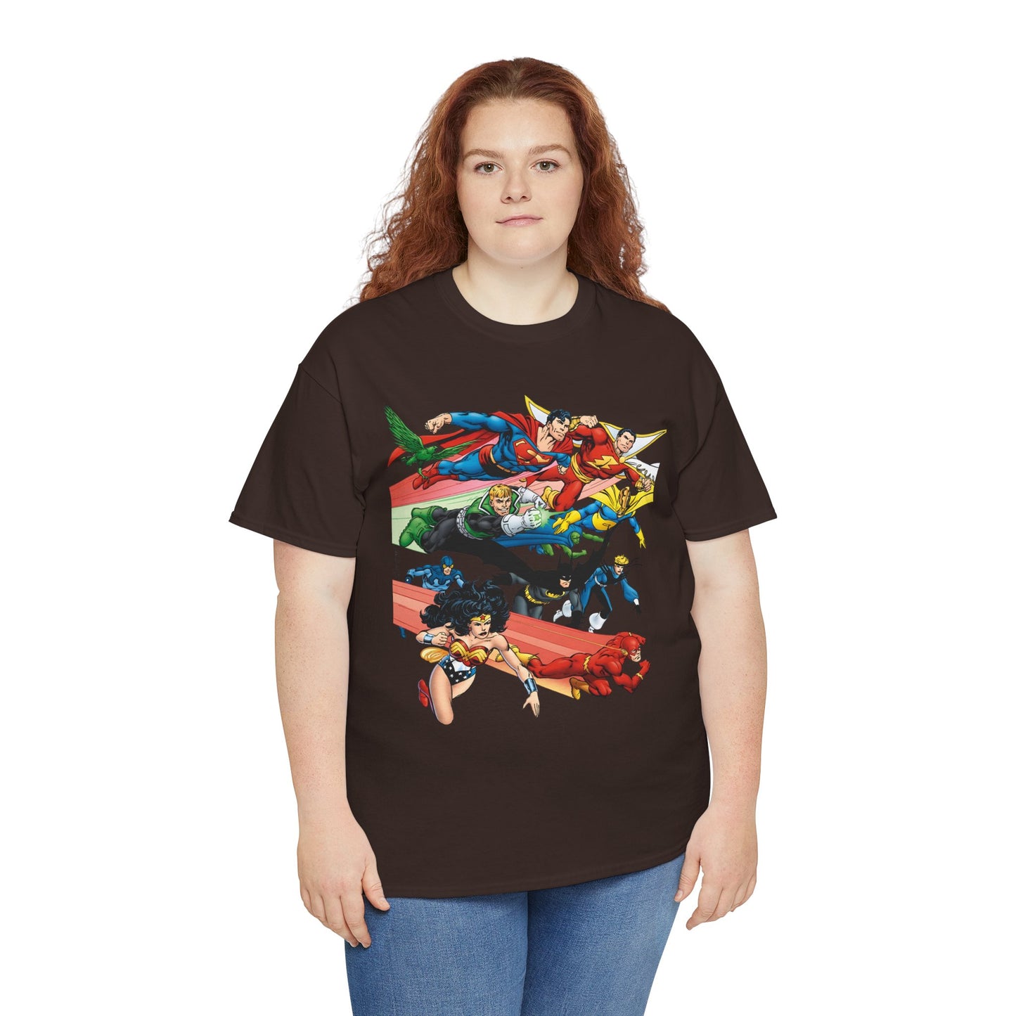 DC Legends T-Shirt - John Byrne Art - Superman, Dr Fate, Blue Beetle, Wonder Woman, Black Canary, Guy Gardner - DC Comics