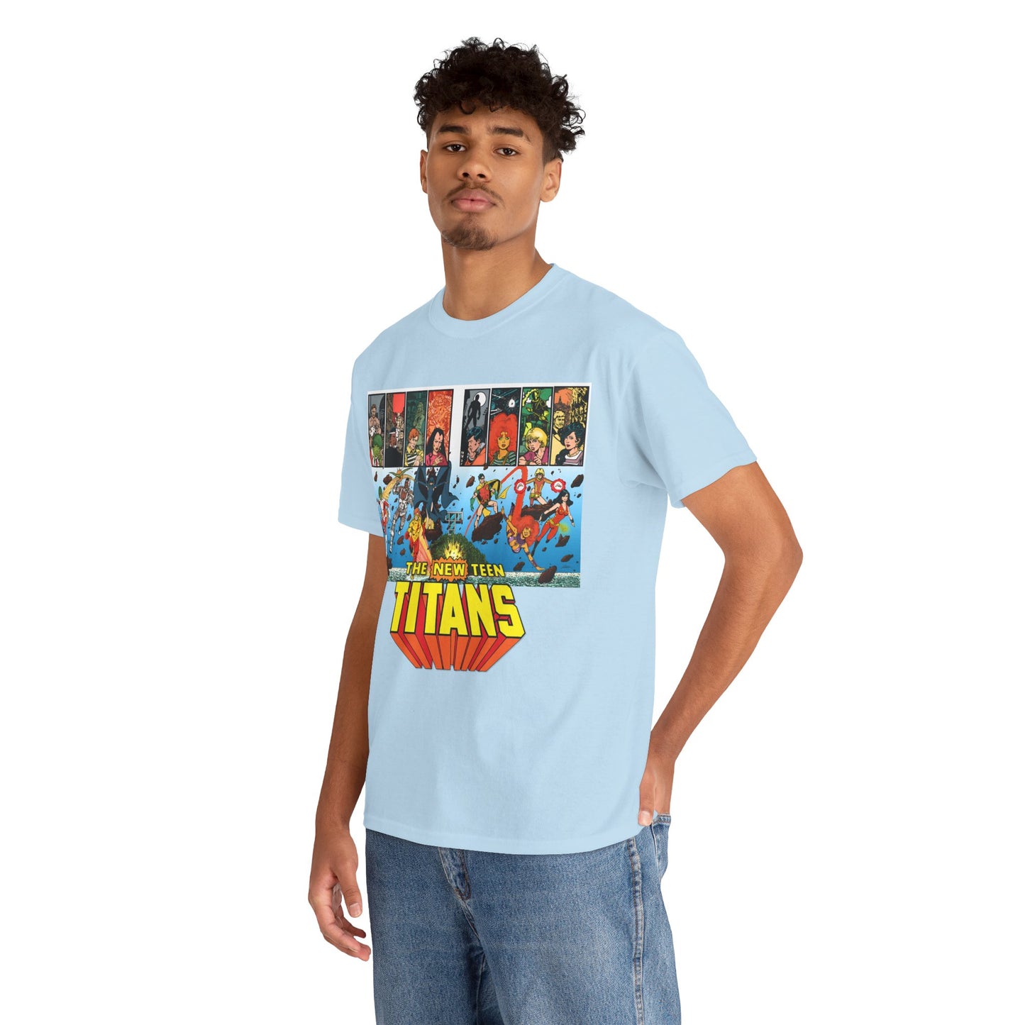 New Teen Titans T-Shirt - George Perez Art - Robin, Wonder Girl, Cyborg, Raven, Starfire, Kid Flash - DC Comics