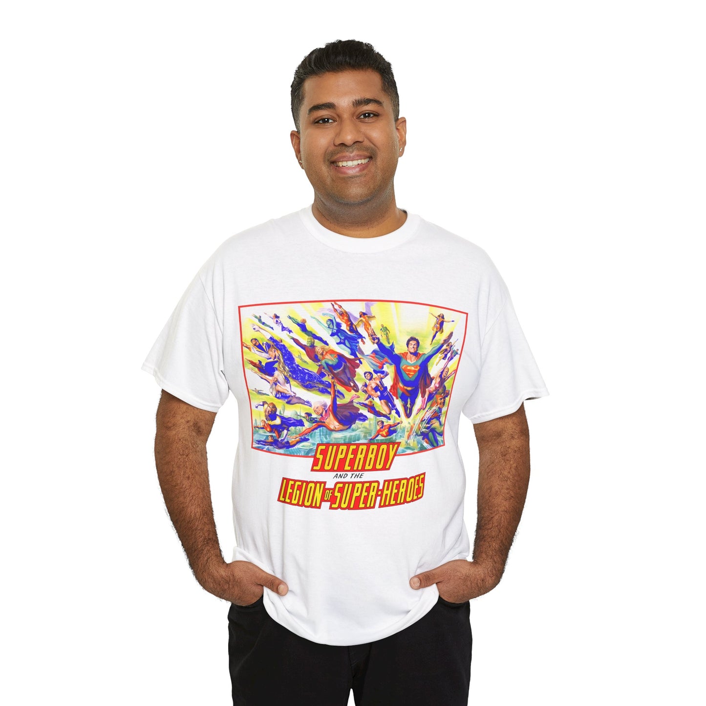 Superboy & Legion of Super-Heroes T-Shirt - Alex Ross Art - Saturn Girl, Brainiac 5, Lightning Lad, Shadow Lass, Dawnstar, Karate Kid - DC Comics