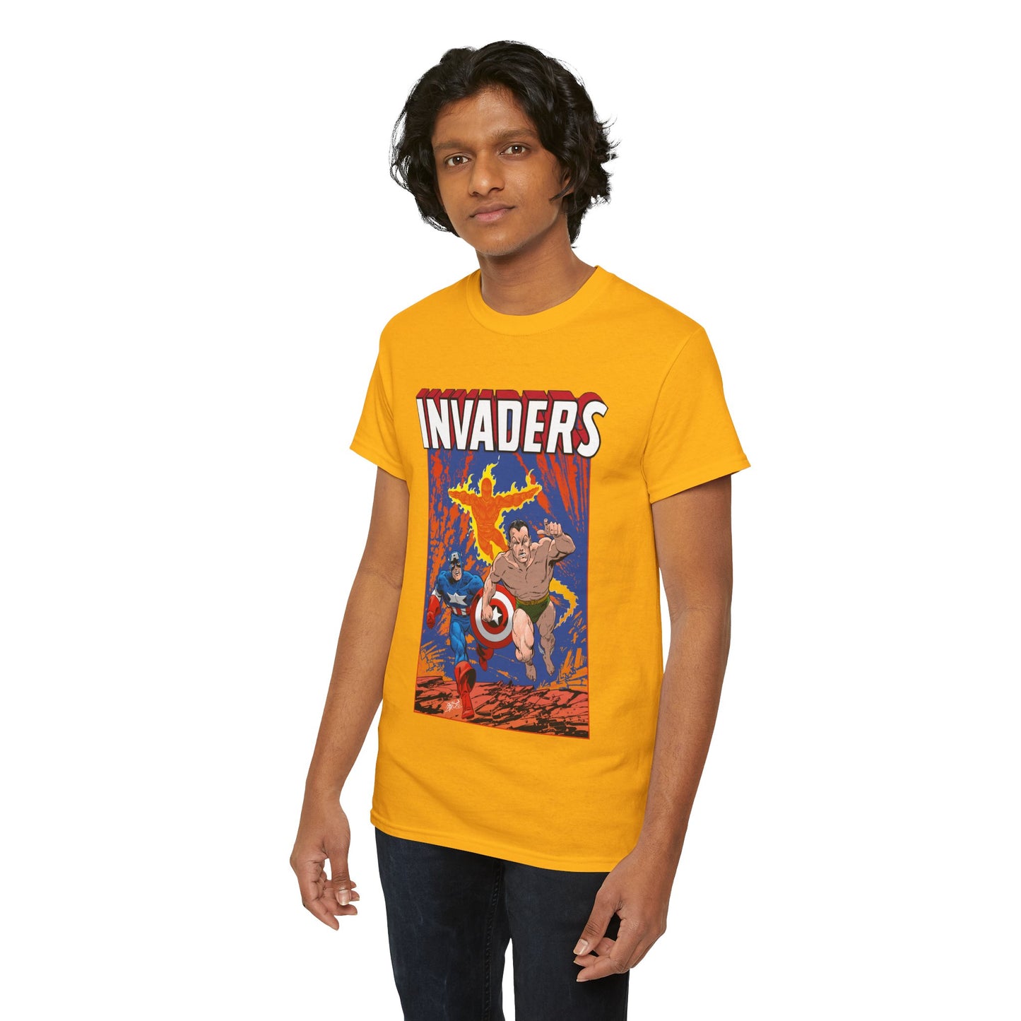Invaders T-Shirt - John Byrne Art - Captain America, Namor, Human Torch - Marvel Comics Golden Age Characters