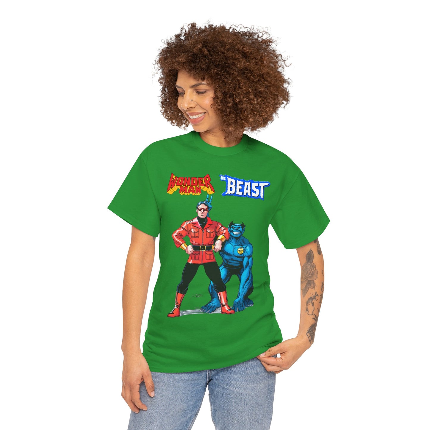 Wonder Man & Beast T-Shirt - George Perez Art - Popular Avengers, X-Men Members - Simon Williams & Hank McCoy - Marvel Comics