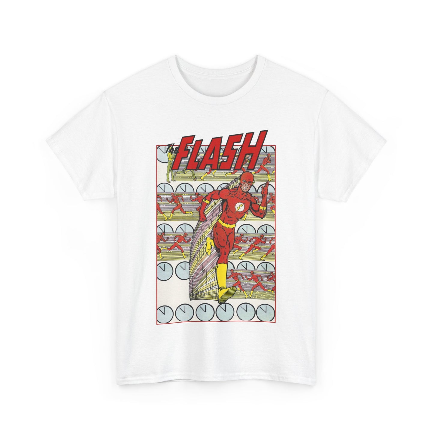 Flash T-Shirt - George Perez Art - JLA Postcard Set - 1980s Art - Justice League of America Satellite Era - Barry Allen, the Fastest Man Alive - DC Comics