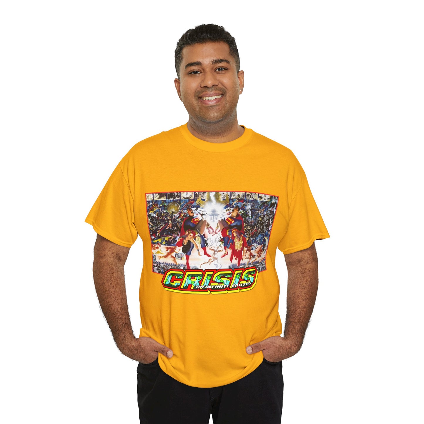 Crisis on Infinite Earths T-Shirt - Alex Ross & George Perez Art - Superman, Wonder Woman, Supergirl, Flash, Monitor, Anti-Monitor - DC Comics