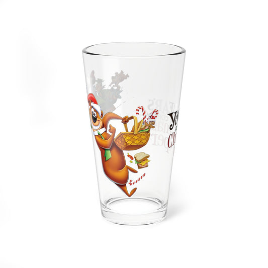Yogi Bear's All-Star Comedy Christmas Caper Pint Glass, 16oz - Huckleberry Hound, Ranger Smith, Boo Boo - Hanna-Barbera Cartoon