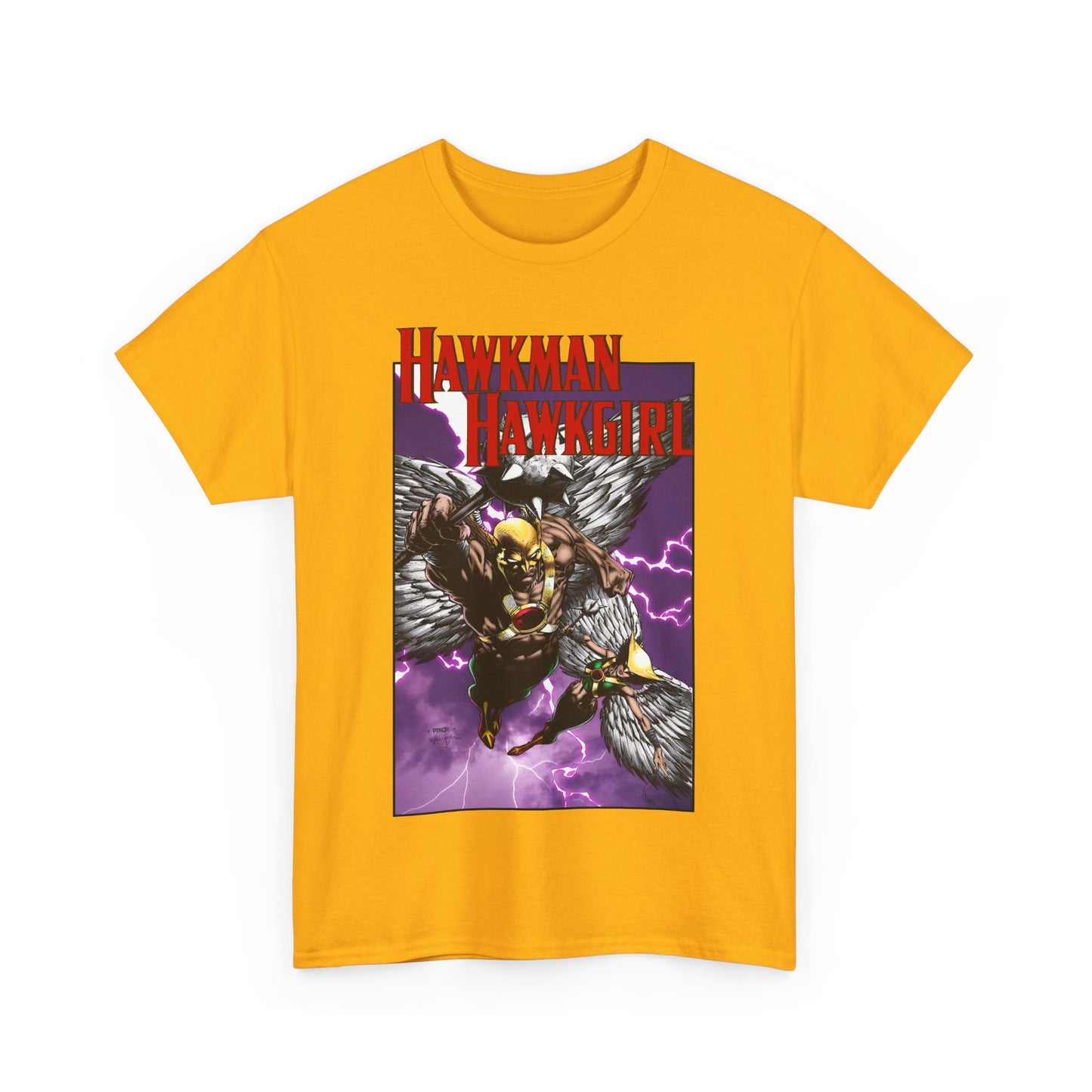 Hawkman & Hawkgirl T-Shirt - David Finch Art - Carter & Shayera Hall - JLA & JSA Members - DC Comics