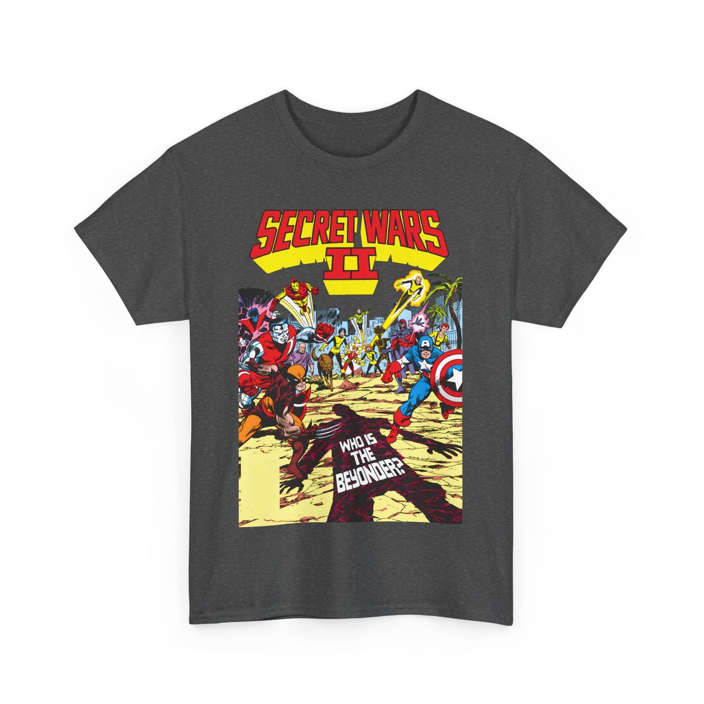 Secret Wars II T-Shirt - John Byrne Art - X-Men, New Mutants, Captain America - The Beyonder - Marvel Comics Series, 1980s