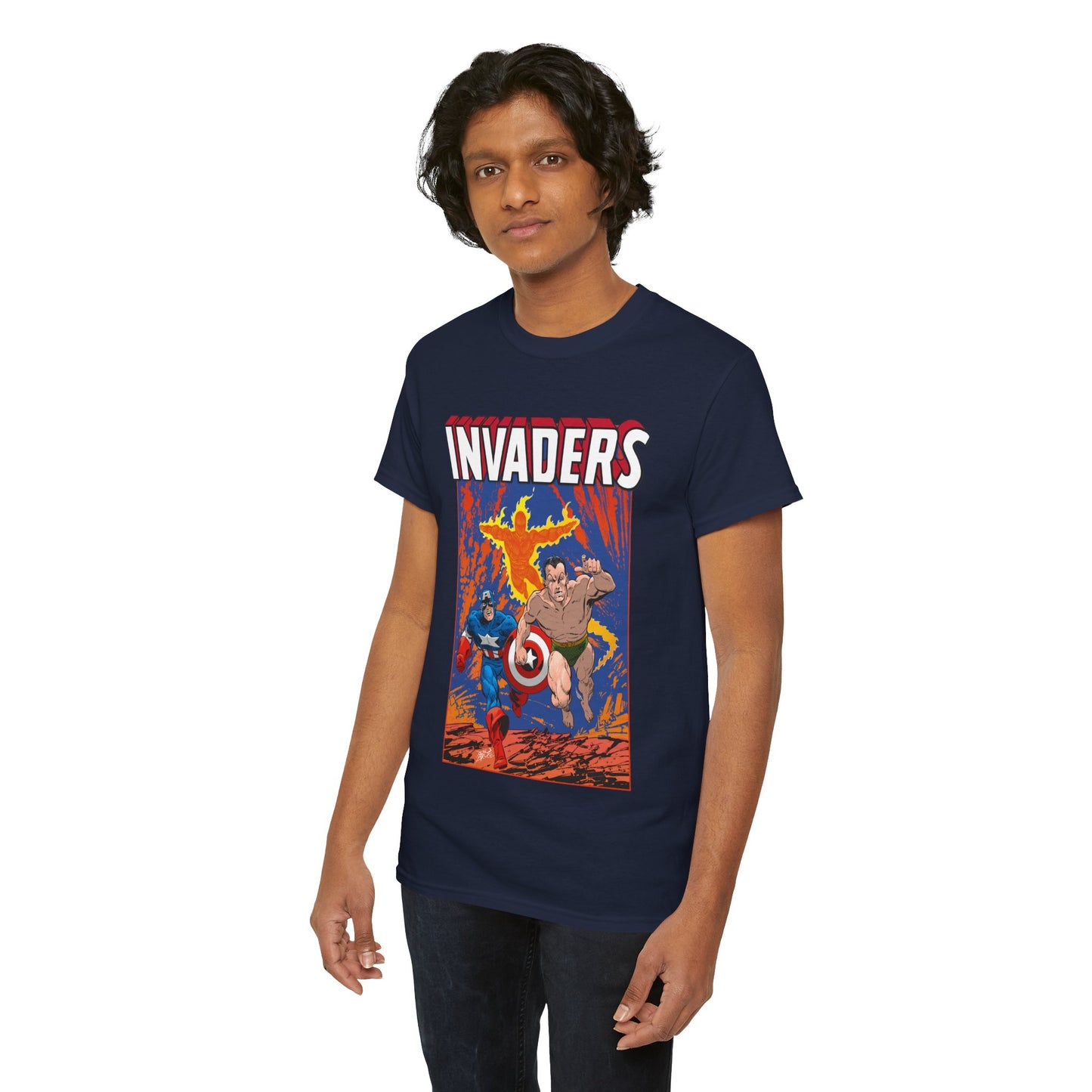 Invaders T-Shirt - John Byrne Art - Captain America, Namor, Human Torch - Marvel Comics Golden Age Characters