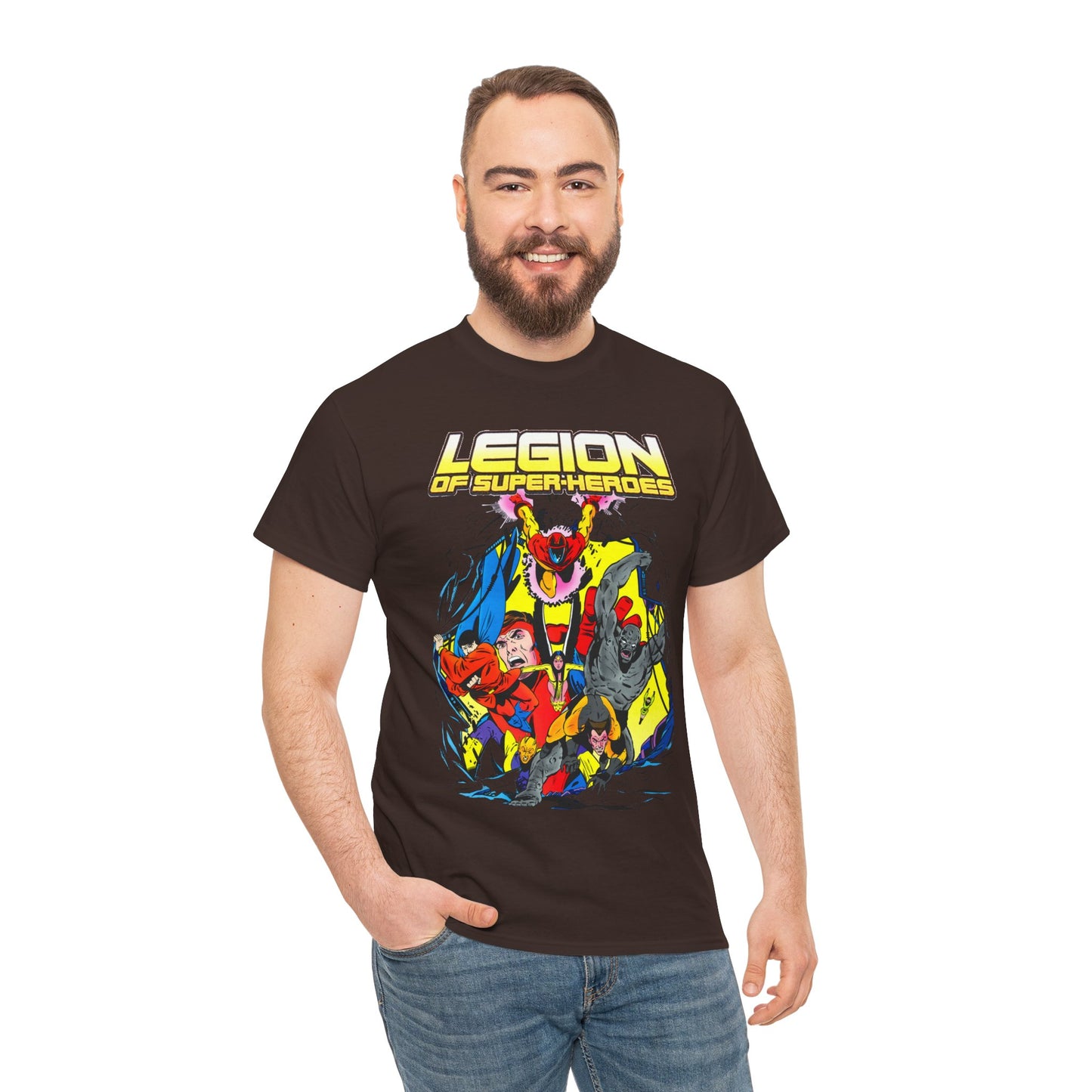 Legion of Super-Heroes T-Shirt - Mon-El, Colossal Kid, Wildfire, Dawnstar, Blok, Timber Wolf - LOSH - DC Comics