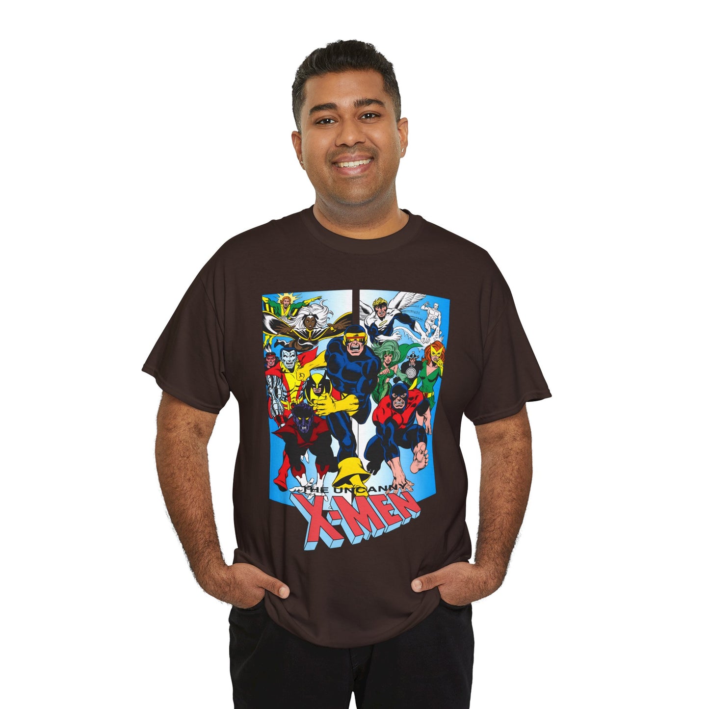 Uncanny X-Men T-Shirt - Classic Dave Cockrum Art - Popular Marvel Comics Series - Wolverine, Storm, Cyclops, Nightcrawler, Jean Grey, Iceman, Banshee, Beast