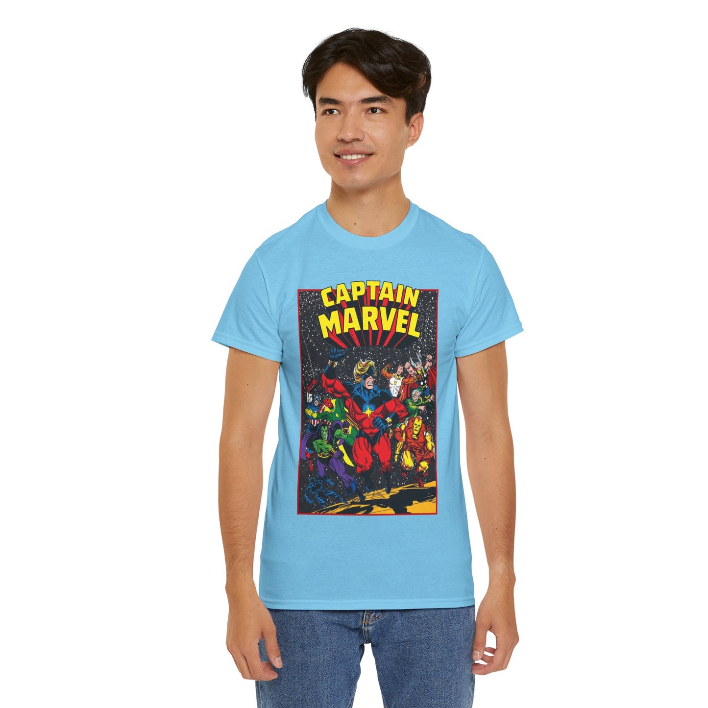 Captain Marvel T-Shirt - Marvel Comics - Jim Starlin Art - Mar-Vell - Kree - Cosmic Hero