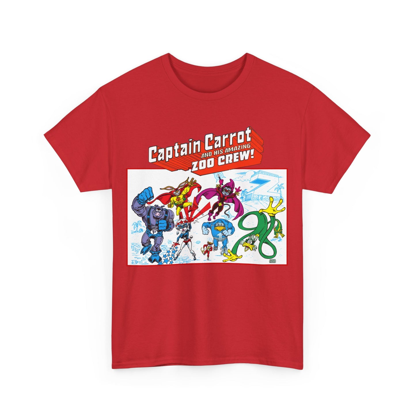 Captain Carrot & His Amazing Zoo Crew T-Shirt - DC Comics Series - Funny Animal Retro 1980s - Pig-Iron, Yankee Poodle, Rubberduck
