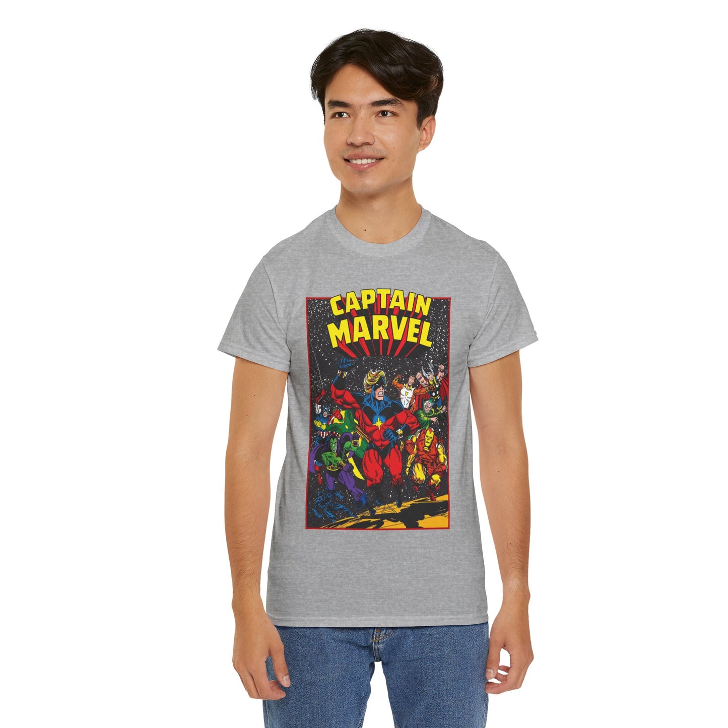 Captain Marvel T-Shirt - Marvel Comics - Jim Starlin Art - Mar-Vell - Kree - Cosmic Hero