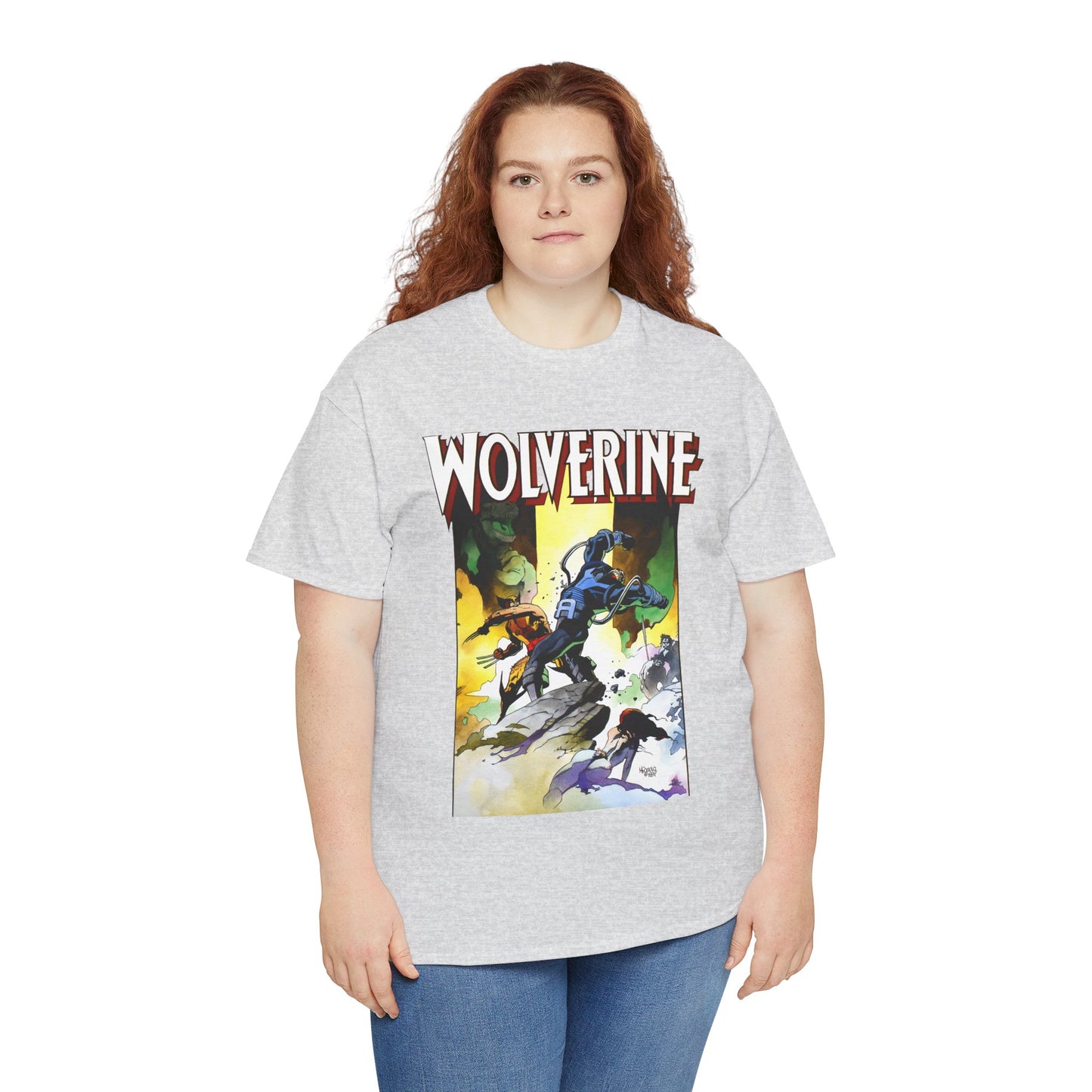 Wolverine T-Shirt - Mike Mignola Art - Jungle Adventure - Savage Land Story - Vs A Dinosaur - Logan, X-Men Member - Marvel Comics