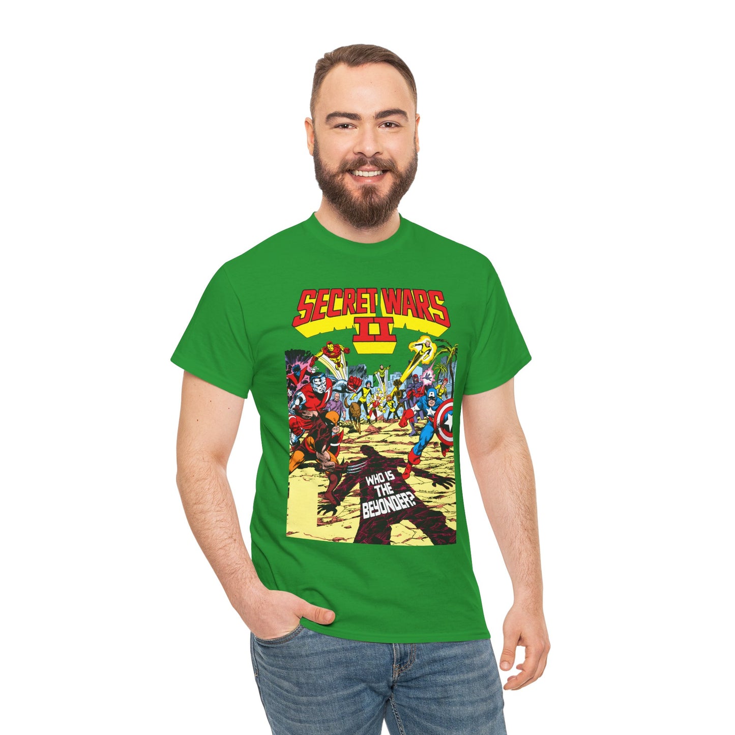 Secret Wars II T-Shirt - John Byrne Art - X-Men, New Mutants, Captain America - The Beyonder - Marvel Comics Series, 1980s