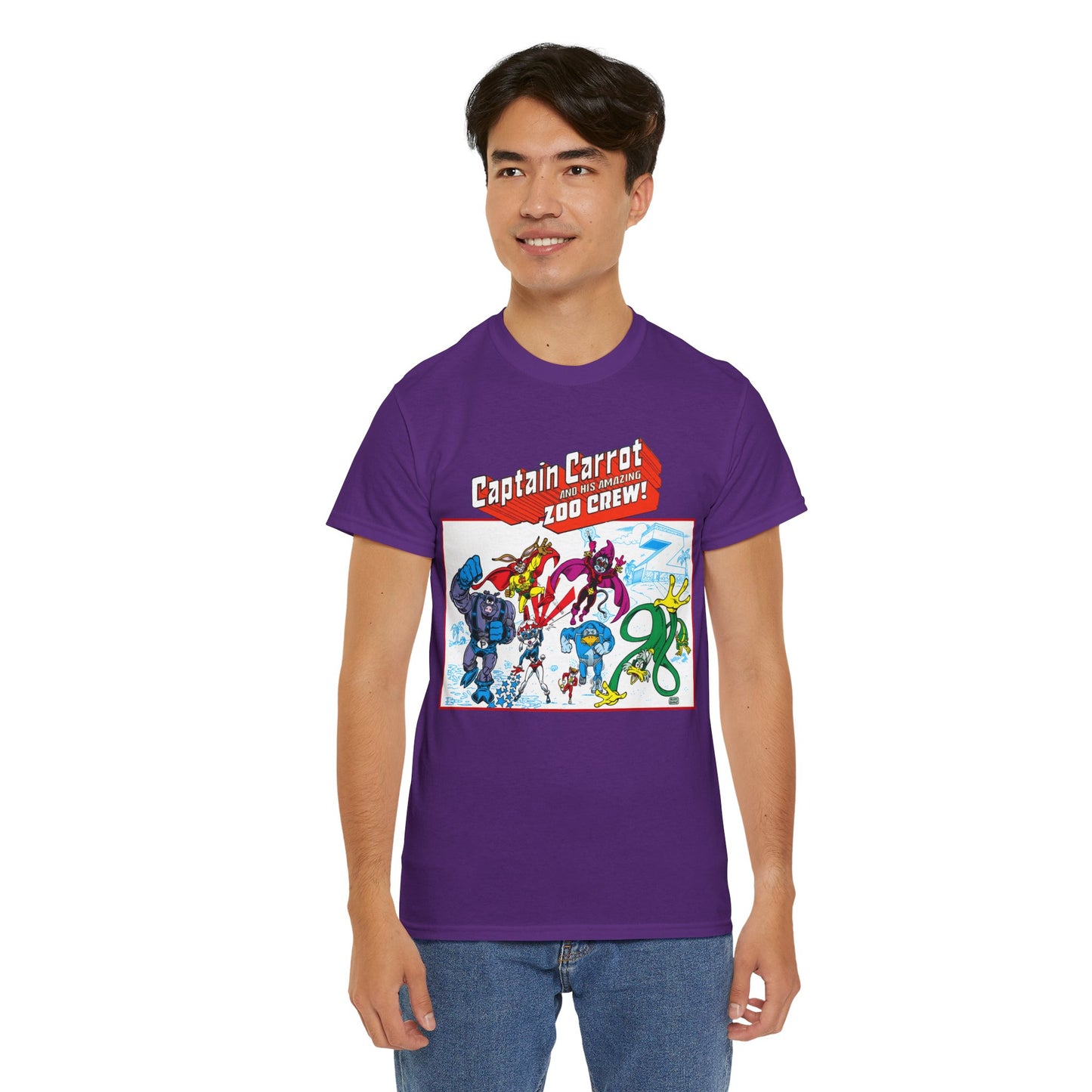 Captain Carrot & His Amazing Zoo Crew T-Shirt - DC Comics Series - Funny Animal Retro 1980s - Pig-Iron, Yankee Poodle, Rubberduck