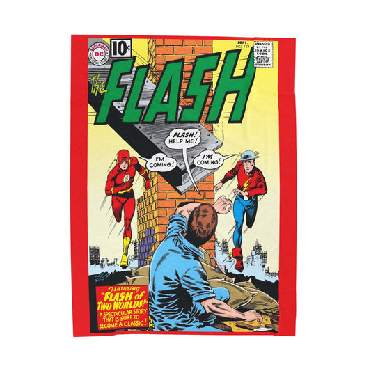 Flash #123 Velveteen Plush Blanket 60x80" - Classic Silver Age Art - Flash of Two Worlds - DC Comics - Crisis