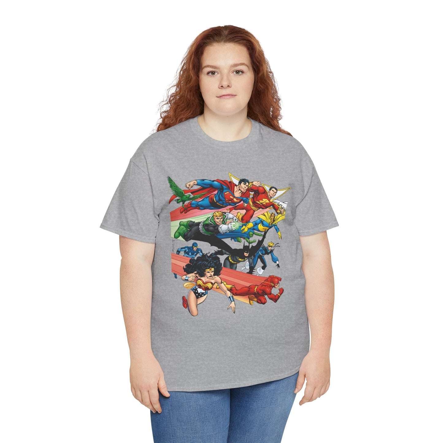 DC Legends T-Shirt - John Byrne Art - Superman, Dr Fate, Blue Beetle, Wonder Woman, Black Canary, Guy Gardner - DC Comics