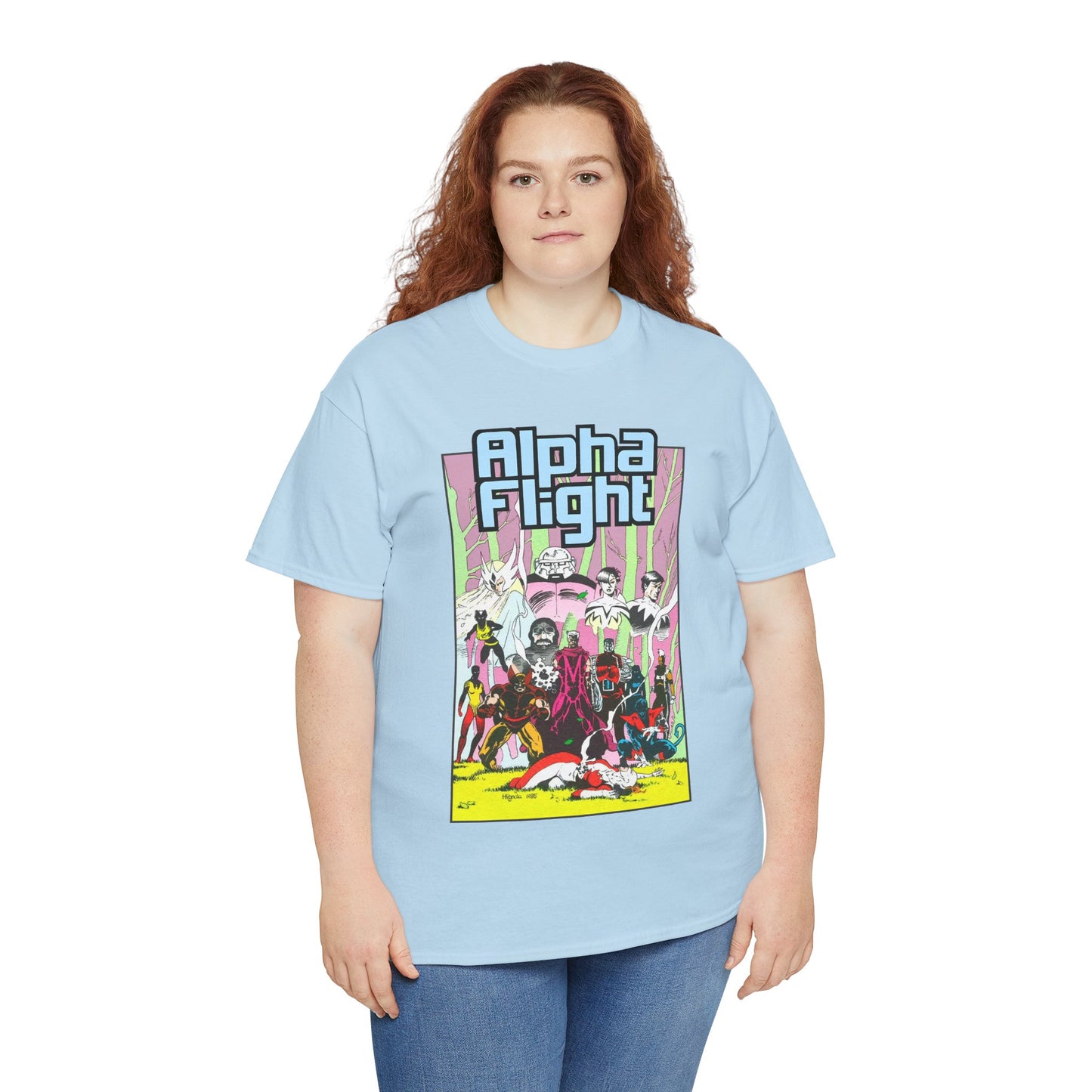 Alpha Flight T-Shirt - Mike Mignola Art - Northstar, Aurora, Snowbird, Shaman, Puck - X-Men: Magneto, Colossus, Shadowcat, Storm - Marvel Comics