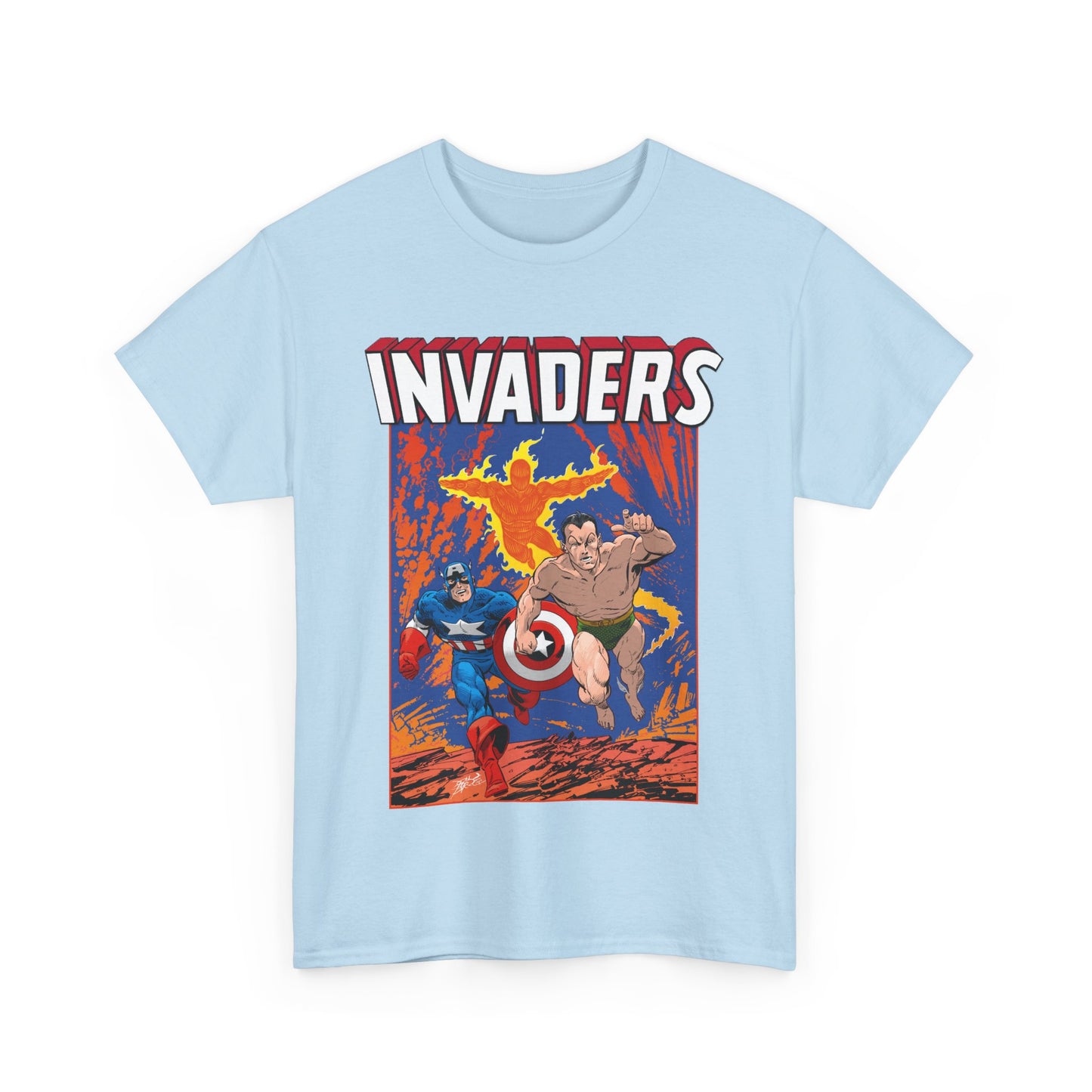 Invaders T-Shirt - John Byrne Art - Captain America, Namor, Human Torch - Marvel Comics Golden Age Characters