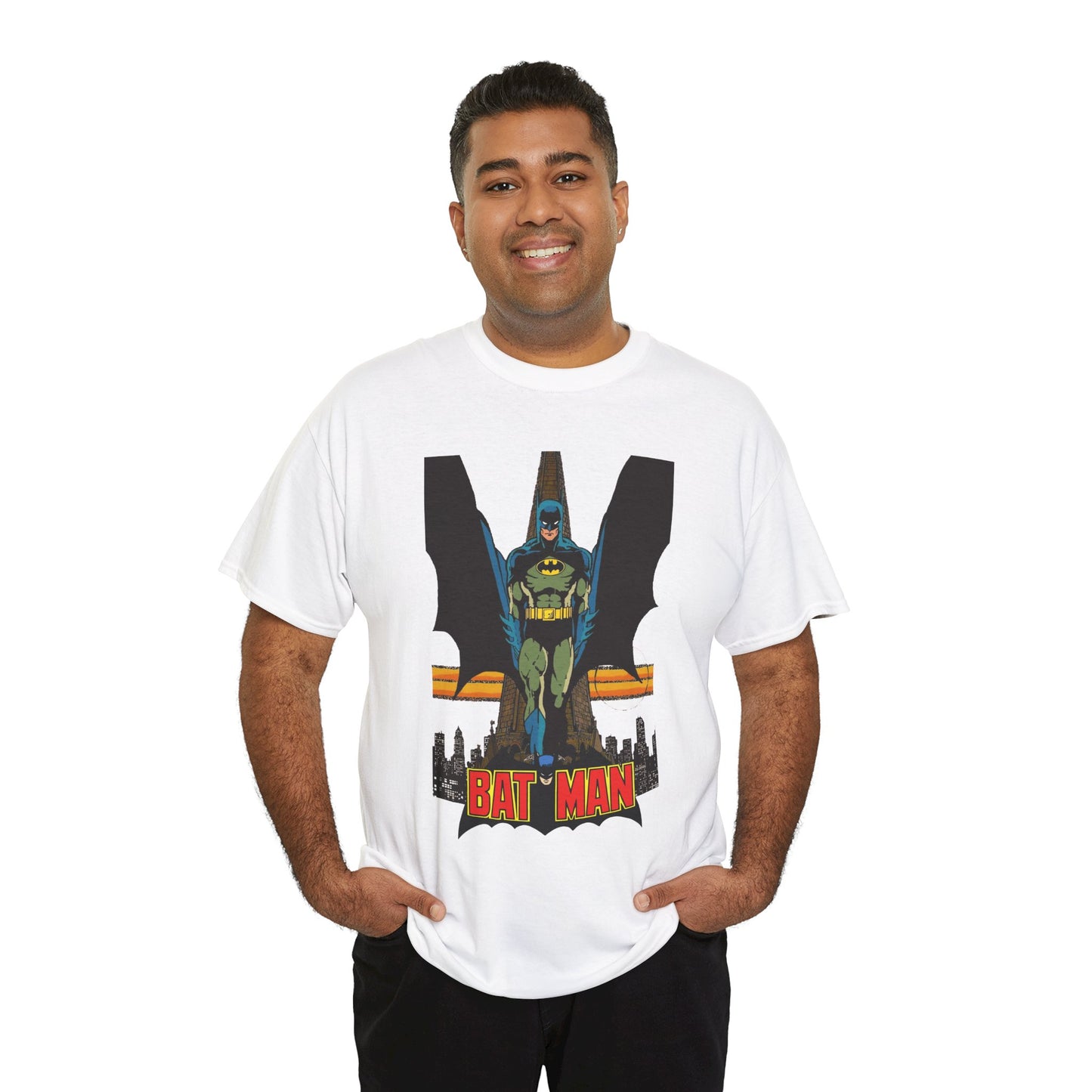 Batman T-Shirt - George Perez Art - JLA 80s Postcard Set - DC Comics - Gotham City - Justice League of America Member