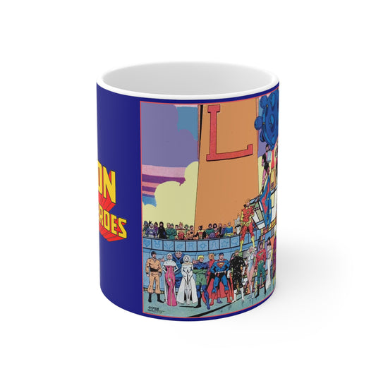 Legion of Super-Heroes Coffee Mug - Issue #300 Spread - DC Comics Art - Mug 11oz - Saturn Girl, Cosmic Boy, Lightning Lad, Brainiac 5