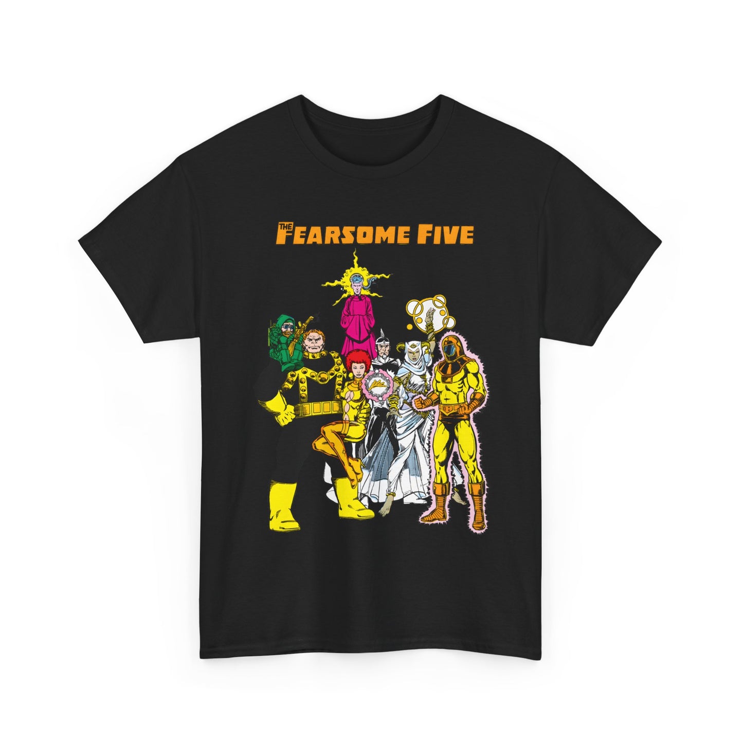 Fearsome Five T-Shirt - George Perez Art - Dr Light, Shimmer, Mammoth, Gizmo, Psimon, Jinx, Neutron - Who's Who Art - DC Comics