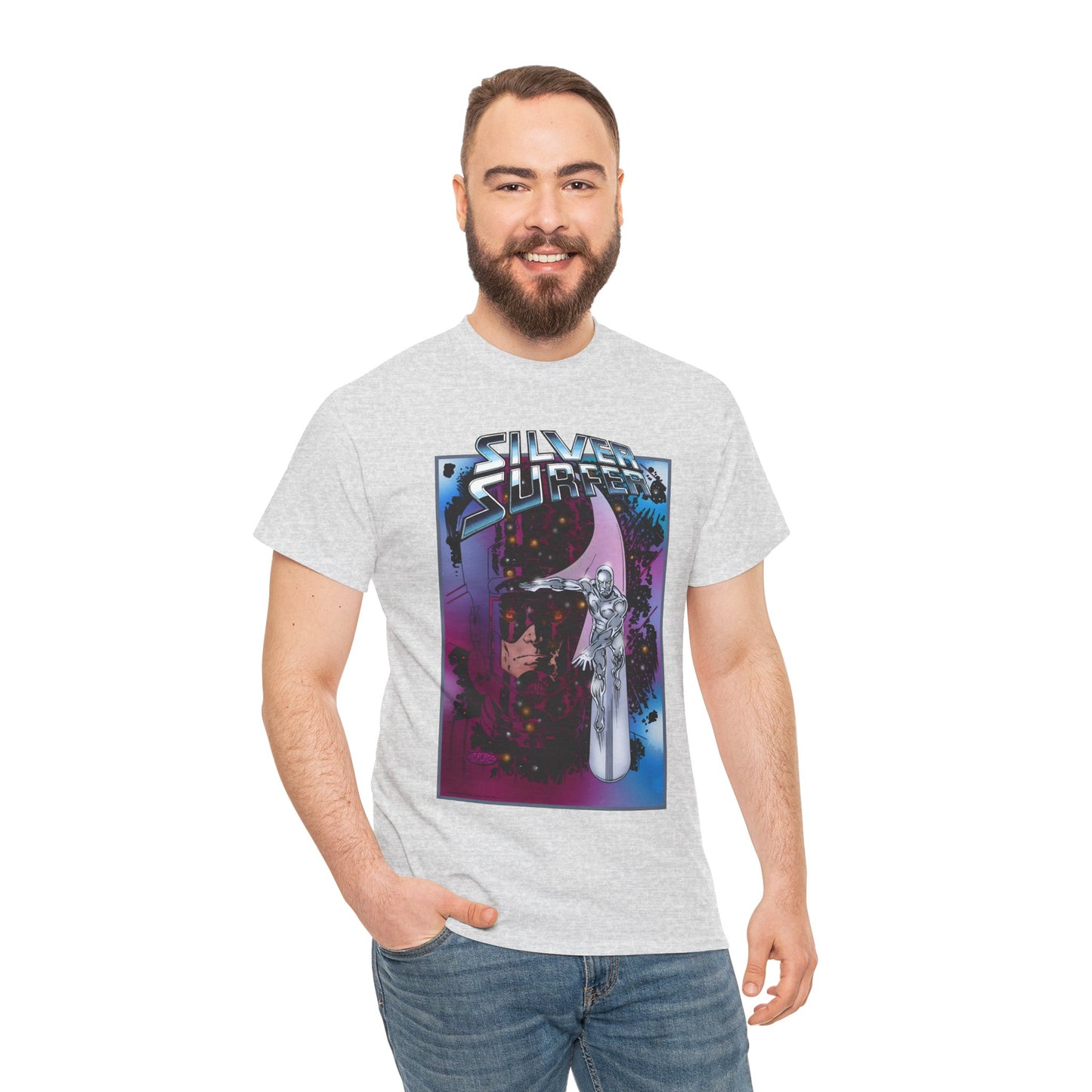 Silver Surfer & Galactus T-Shirt - John Byrne Art - Fantastic Four Connection - Former Herald, Norrin Radd - Marvel Comics
