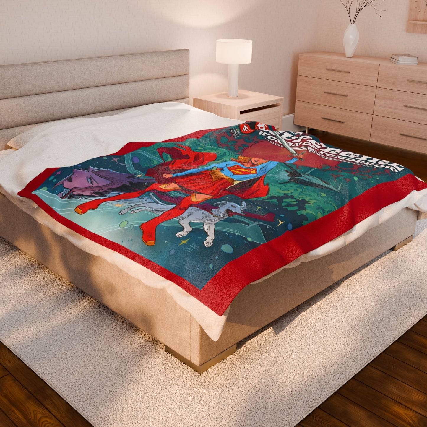 Supergirl Woman of Tomorrow Velveteen Plush Blanket 60x80" - Kara and Krypto - DC Comics - Upcoming 2026 Movie