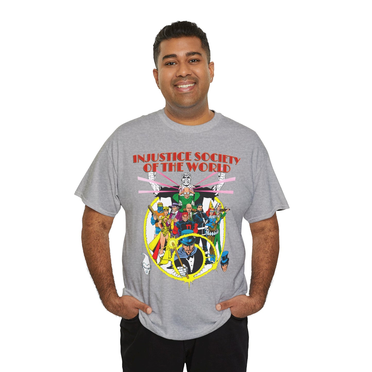 Injustice Society of America T-Shirt - George Perez Art - Justice Society/JSA Foes - Solomon Grundy, Huntress, Per Degaton, The Shade, Vandal Savage - DC Comics - Golden Age
