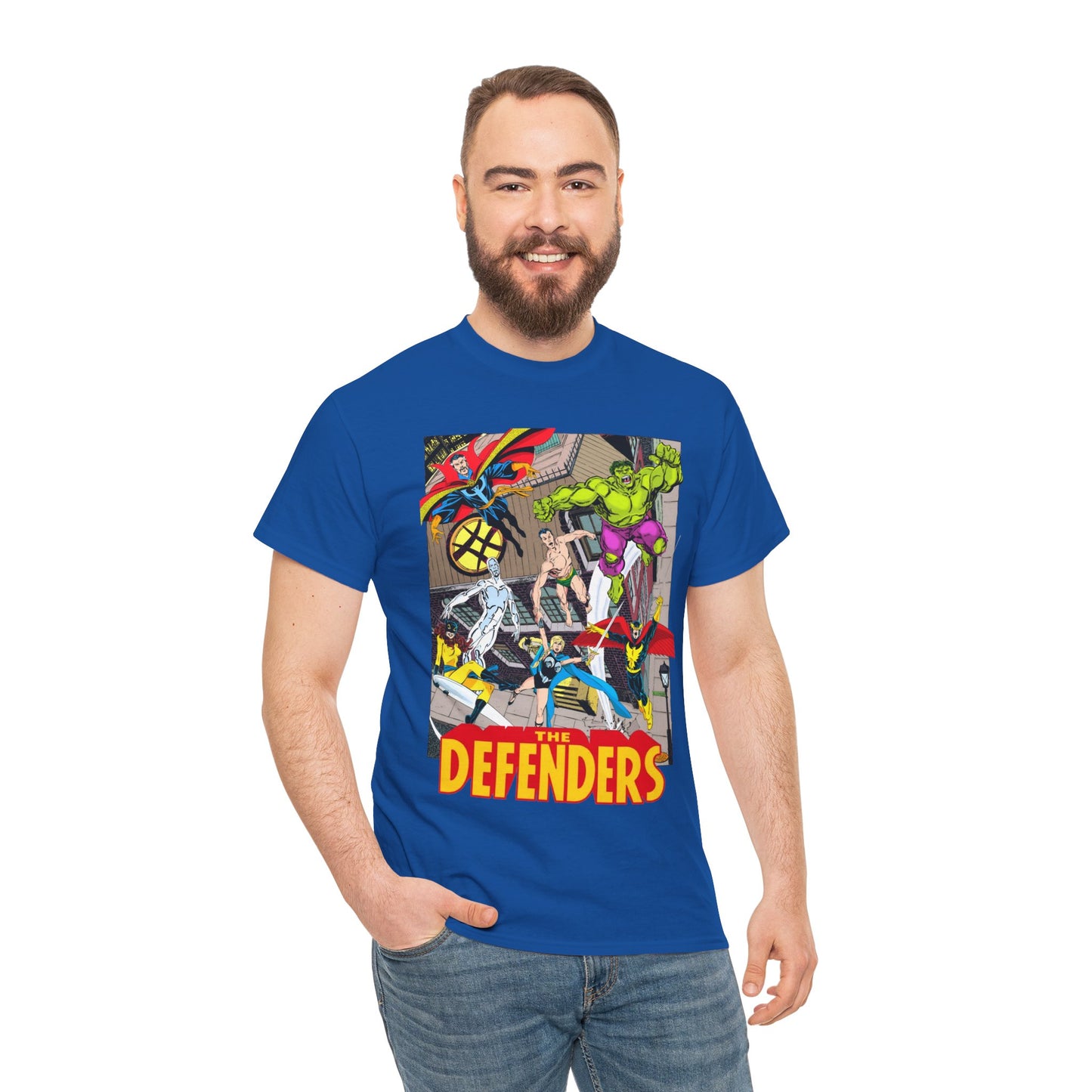 Defenders T-Shirt - John Byrne Art - Marvel Comics - Dr Strange, Nighthawk, Hulk