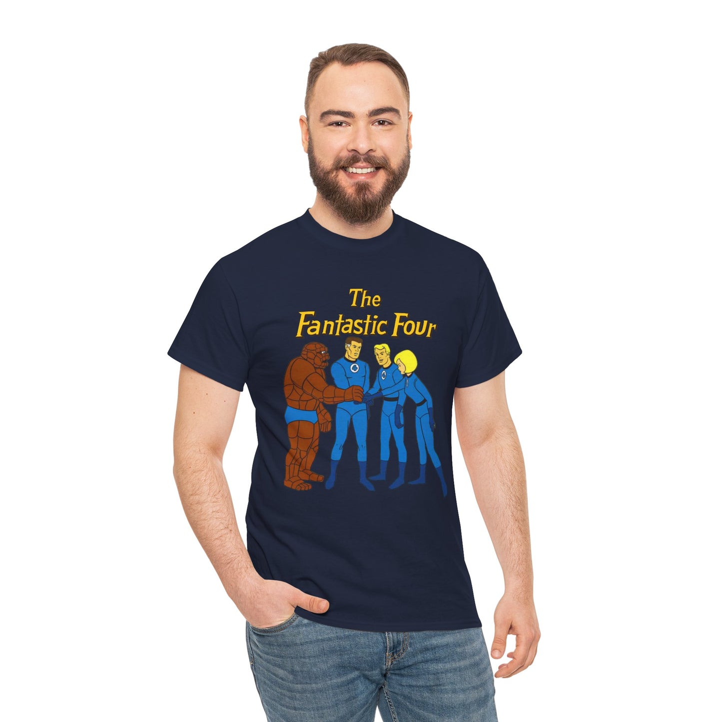 Fantastic Four T-Shirt - Hanna-Barbera 1960s Cartoon - Human Torch, The Thing, Invisible Woman - Marvel Comics