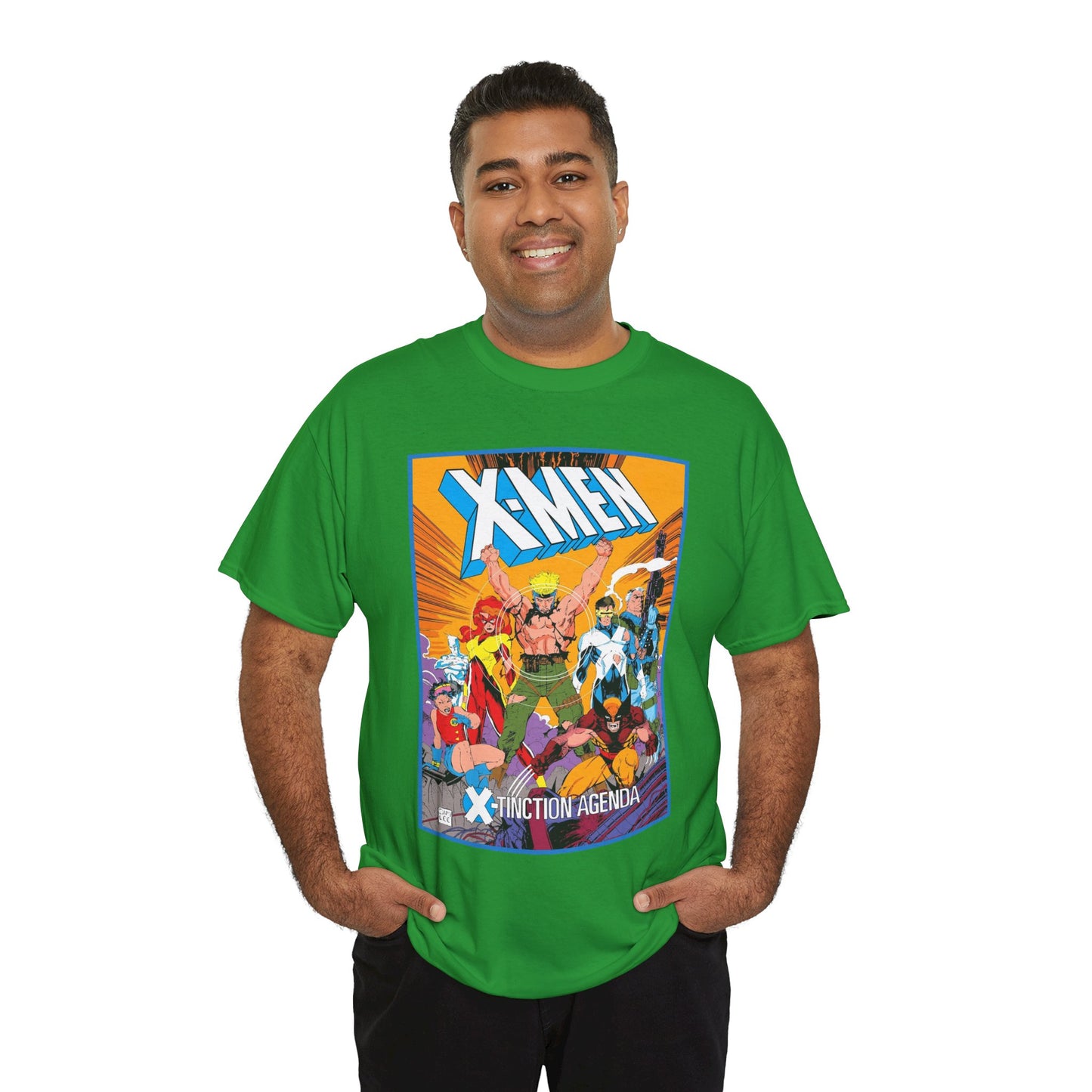 Uncanny X-Men T-Shirt - Jim Lee Art - Wolverine, Cyclops, Jean Grey, Cable, Iceman, Havok, Jubilee - X-Tinction Agenda - Marvel Comics