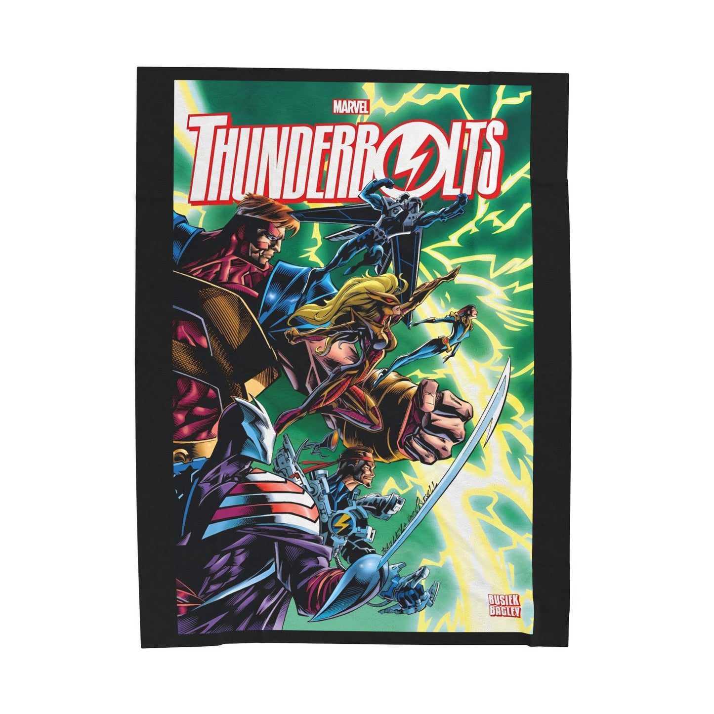 Thunderbolts Velveteen Plush Blanket 60x80" - Citizen V, MACH-1, Techno, Atlas, Songbird - Mark Bagley Art - Avengers Link - Marvel Comics
